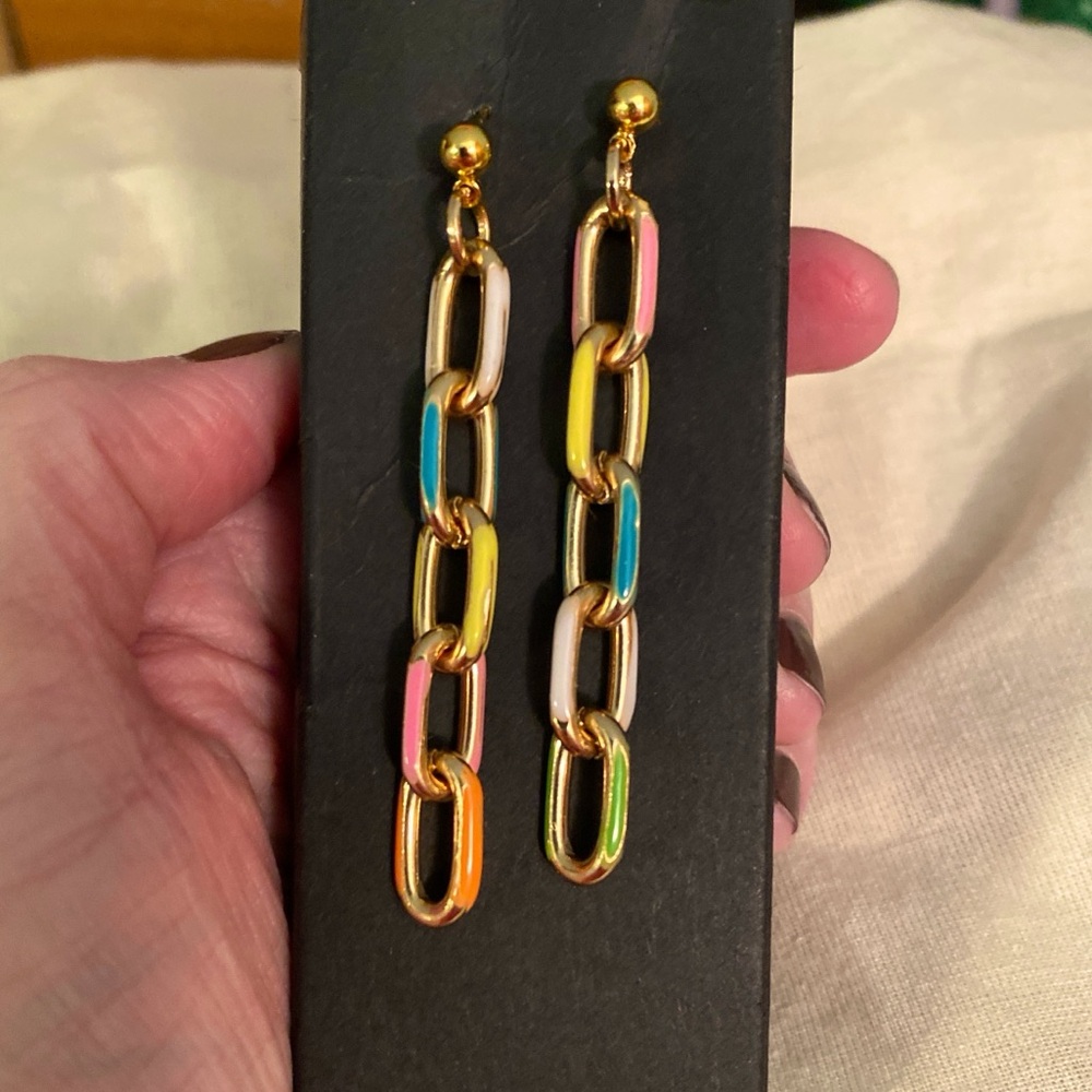 Handmade chainlink earrings w/ 18k gold plated posts